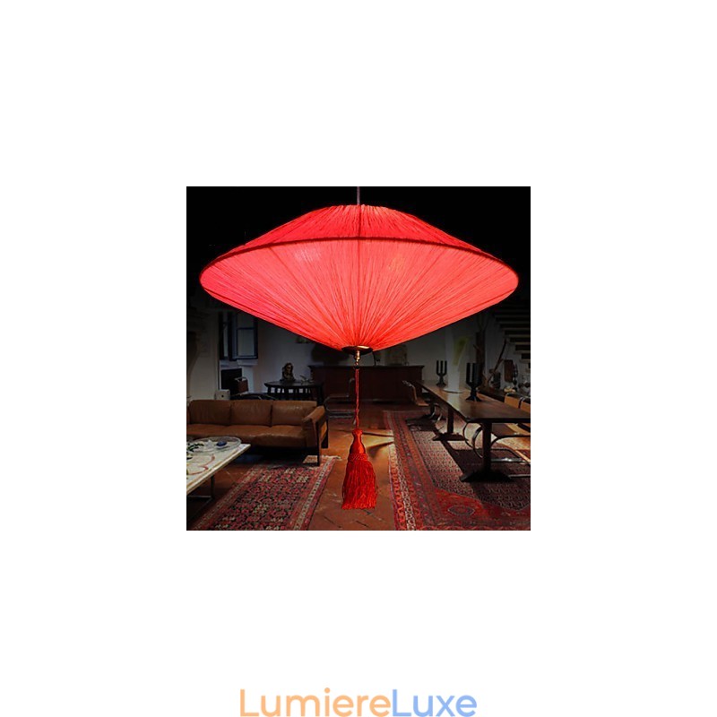 Lampe suspendue en tissu marin moderne en forme de feuille de lotus, lanterne rouge