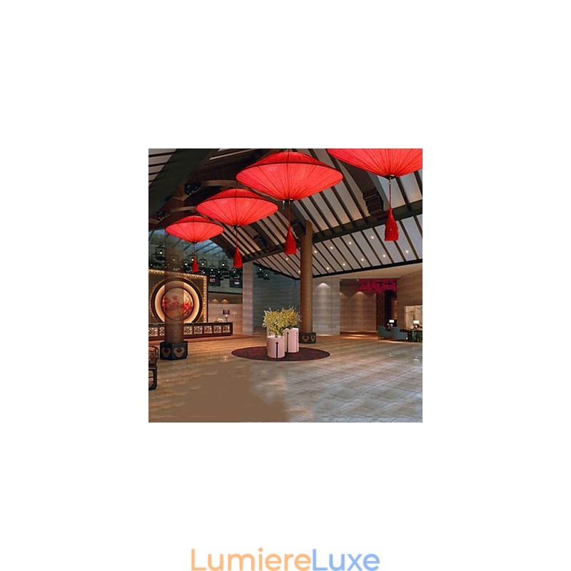 Lampe suspendue en tissu marin moderne en forme de feuille de lotus, lanterne rouge