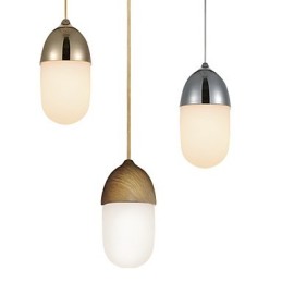 Mini lampe suspendue en forme de gland, 1 lumière, moderne et simple, finition chromée dorée, couleur bois, acier au carbone et verre.