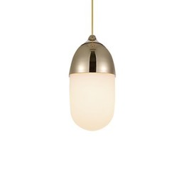 Mini lampe suspendue en forme de gland, 1 lumière, moderne et simple, finition chromée dorée, couleur bois, acier au carbone et verre.