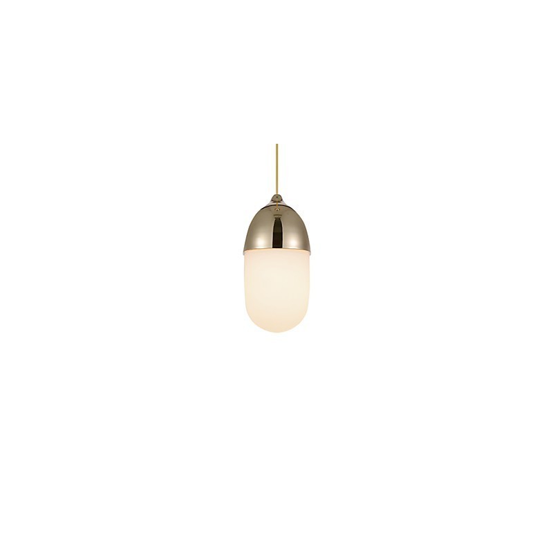 Mini lampe suspendue en forme de gland, 1 lumière, moderne et simple, finition chromée dorée, couleur bois, acier au carbone et verre.