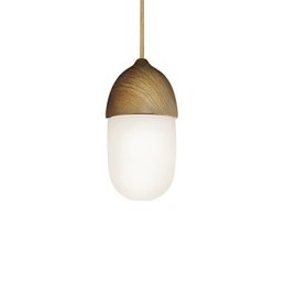 Mini lampe suspendue en forme de gland, 1 lumière, moderne et simple, finition chromée dorée, couleur bois, acier au carbone et verre.