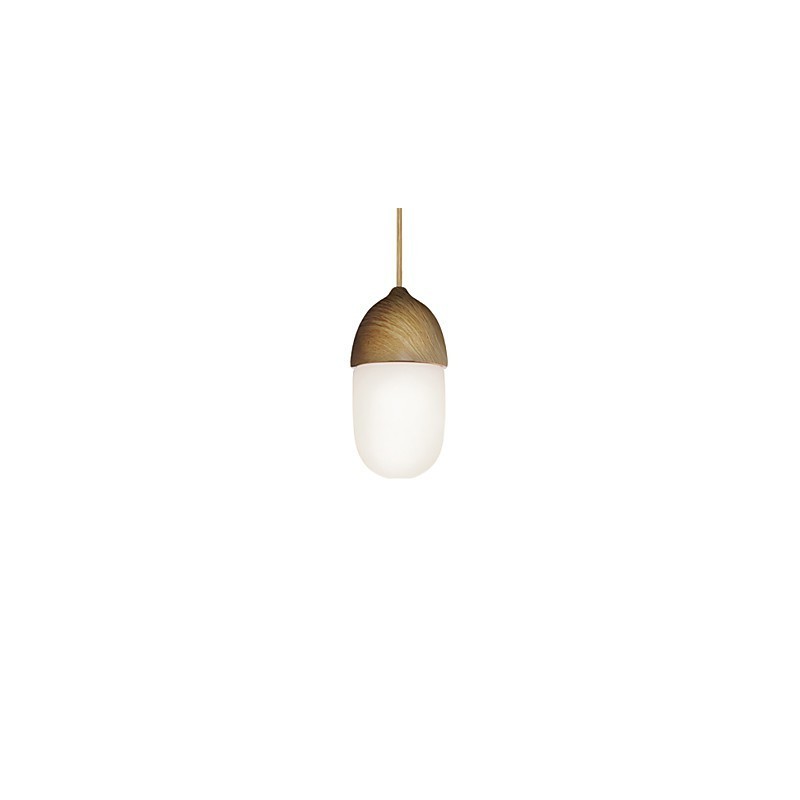 Mini lampe suspendue en forme de gland, 1 lumière, moderne et simple, finition chromée dorée, couleur bois, acier au carbone et verre.