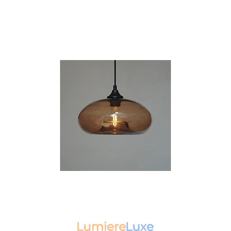 Suspension moderne à 1 lumière avec abat-jour transparent
