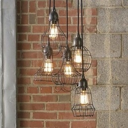 Lustre en métal peint de style mini country