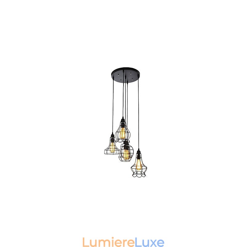 Lustre en métal peint de style mini country