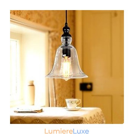 Lustre en verre de style loft européen contracté en forme de cloche Lustre en verre de style loft européen contracté en forme de cloche