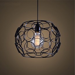 Lampe à suspension à tête unique en fer forgé et verre de style nordique