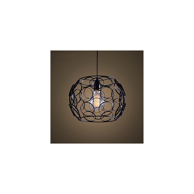 Lampe à suspension à tête unique en fer forgé et verre de style nordique