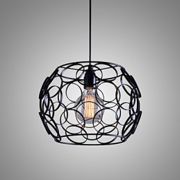Lampe à suspension à tête unique en fer forgé et verre de style nordique
