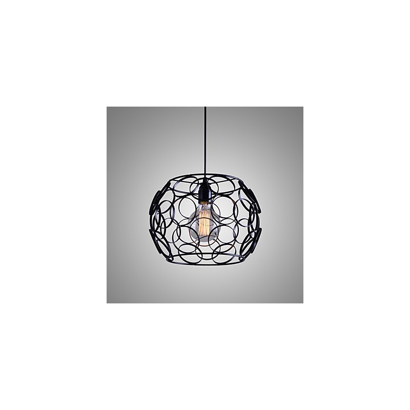 Lampe à suspension à tête unique en fer forgé et verre de style nordique