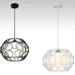 Lampe à suspension à tête unique en fer forgé et verre de style nordique