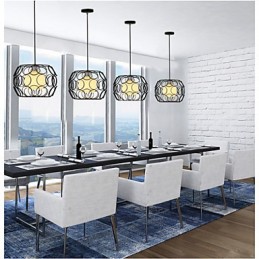 Lampe à suspension à tête unique en fer forgé et verre de style nordique