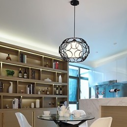 Lampe à suspension à tête unique en fer forgé et verre de style nordique