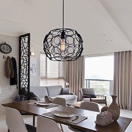 Lampe à suspension à tête unique en fer forgé et verre de style nordique