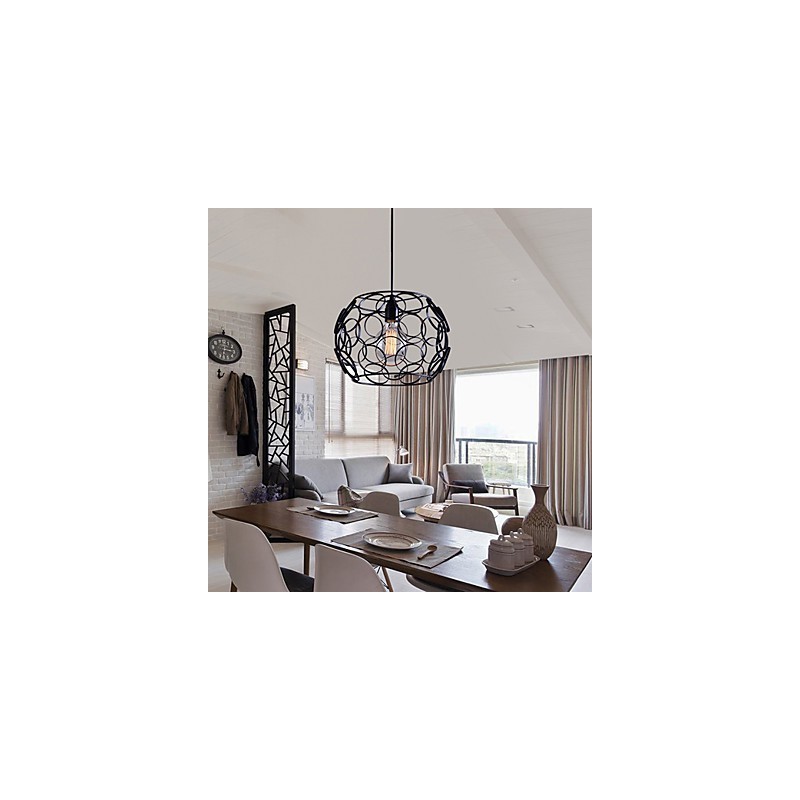 Lampe à suspension à tête unique en fer forgé et verre de style nordique