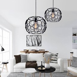 Lampe à suspension à tête unique en fer forgé et verre de style nordique
