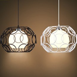 Lampe à suspension à tête unique en fer forgé et verre de style nordique
