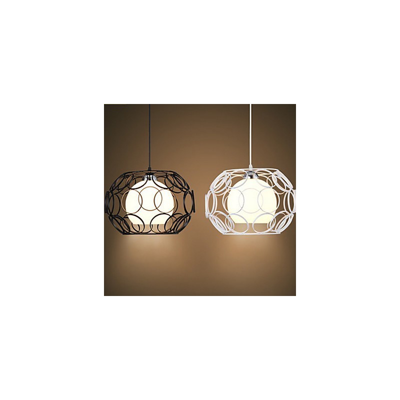 Lampe à suspension à tête unique en fer forgé et verre de style nordique