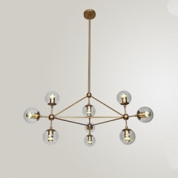 Lustre Golden Beans à 10 lumières avec abat-jour en verre