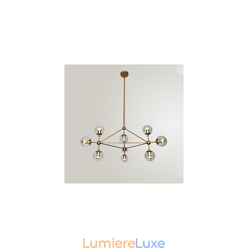 Lustre Golden Beans à 10 lumières avec abat-jour en verre