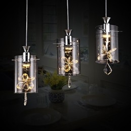 Suspension moderne contemporaine en cristal et autres verres