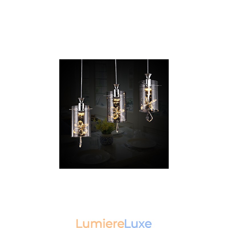 Suspension moderne contemporaine en cristal et autres verres
