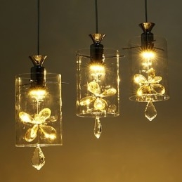 Suspension moderne contemporaine en cristal et autres verres