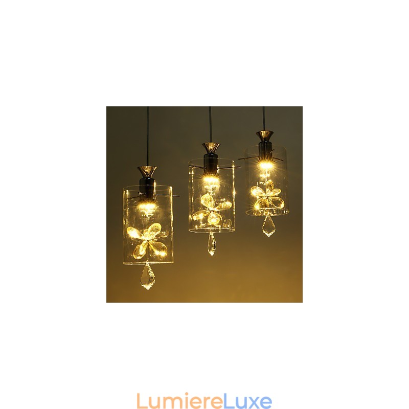 Suspension moderne contemporaine en cristal et autres verres