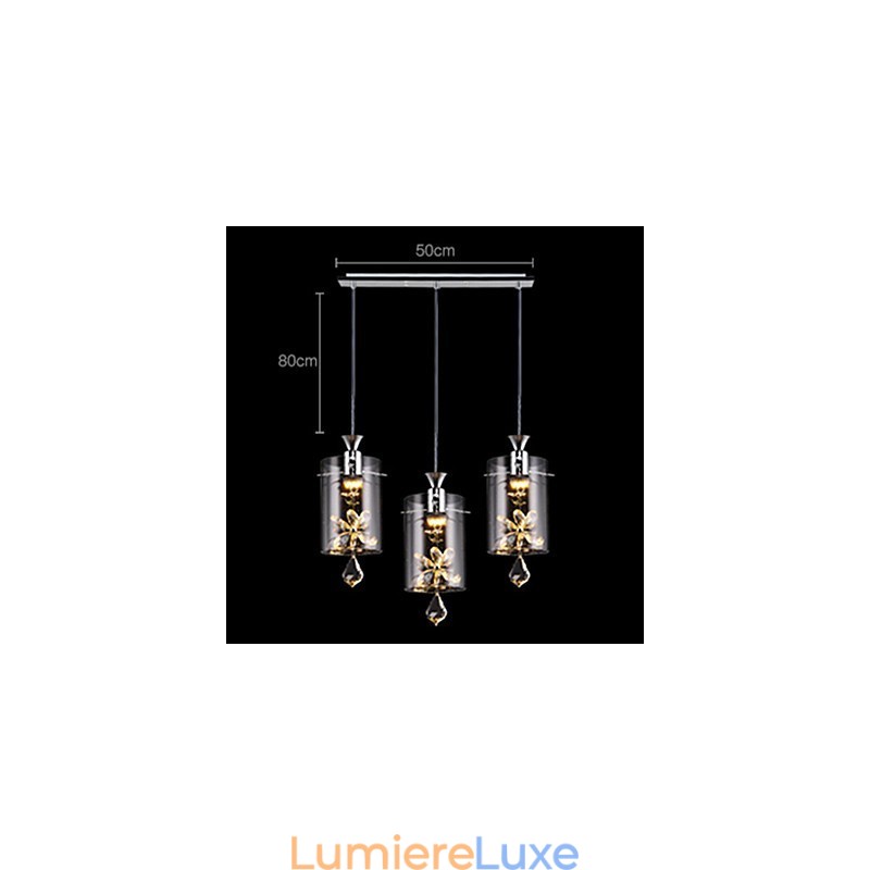Suspension moderne contemporaine en cristal et autres verres