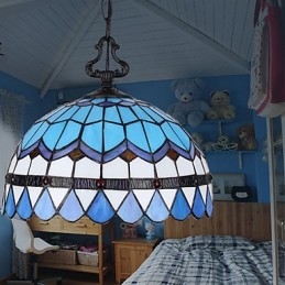 Lustre en vitrail des arts créatifs ruraux européens, restauration des anciennes manières de la lampe
