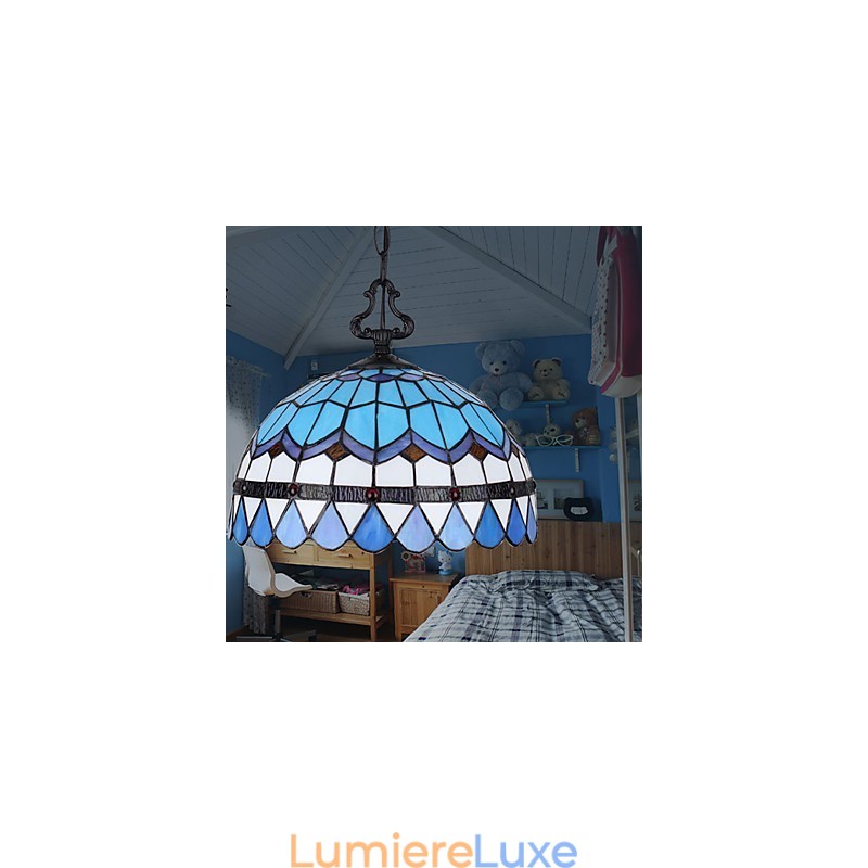 Lustre en vitrail des arts créatifs ruraux européens, restauration des anciennes manières de la lampe