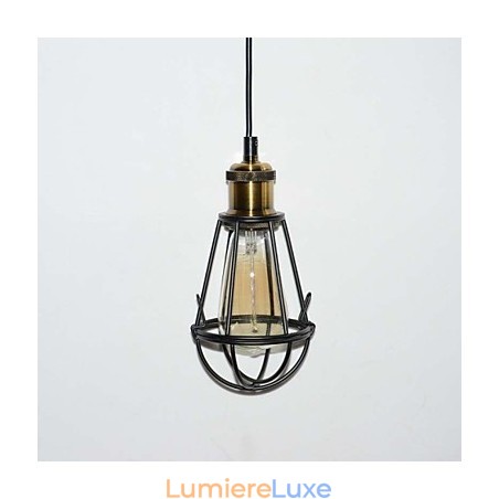Lampe LOFT Suspension Vintage Edison Abat-jour Cage Métal Fer Noir Style Entrepôt Luminaire Lampe LOFT Suspension Vintage Edison Abat-jour Cage Métal Fer Noir Style Entrepôt Luminaire