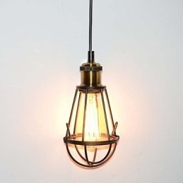 Lampe LOFT Suspension Vintage Edison Abat-jour Cage Métal Fer Noir Style Entrepôt Luminaire