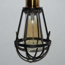 Lampe LOFT Suspension Vintage Edison Abat-jour Cage Métal Fer Noir Style Entrepôt Luminaire