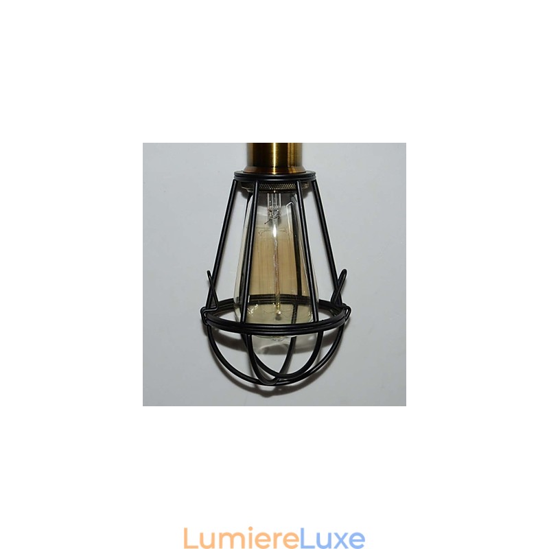 Lampe LOFT Suspension Vintage Edison Abat-jour Cage Métal Fer Noir Style Entrepôt Luminaire