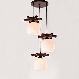 Lampe suspendue en verre pour salle à manger, style méditerranéen européen, style simple et moderne, en bois massif