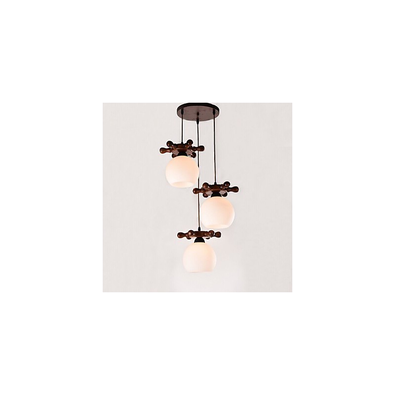Lampe suspendue en verre pour salle à manger, style méditerranéen européen, style simple et moderne, en bois massif