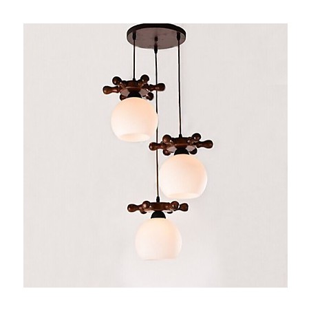 Lampe suspendue en verre pour salle à manger, style méditerranéen européen, style simple et moderne, en bois massif Lampe suspendue en verre pour salle à manger, style méditerranéen européen, style simple et moderne, en bois massif