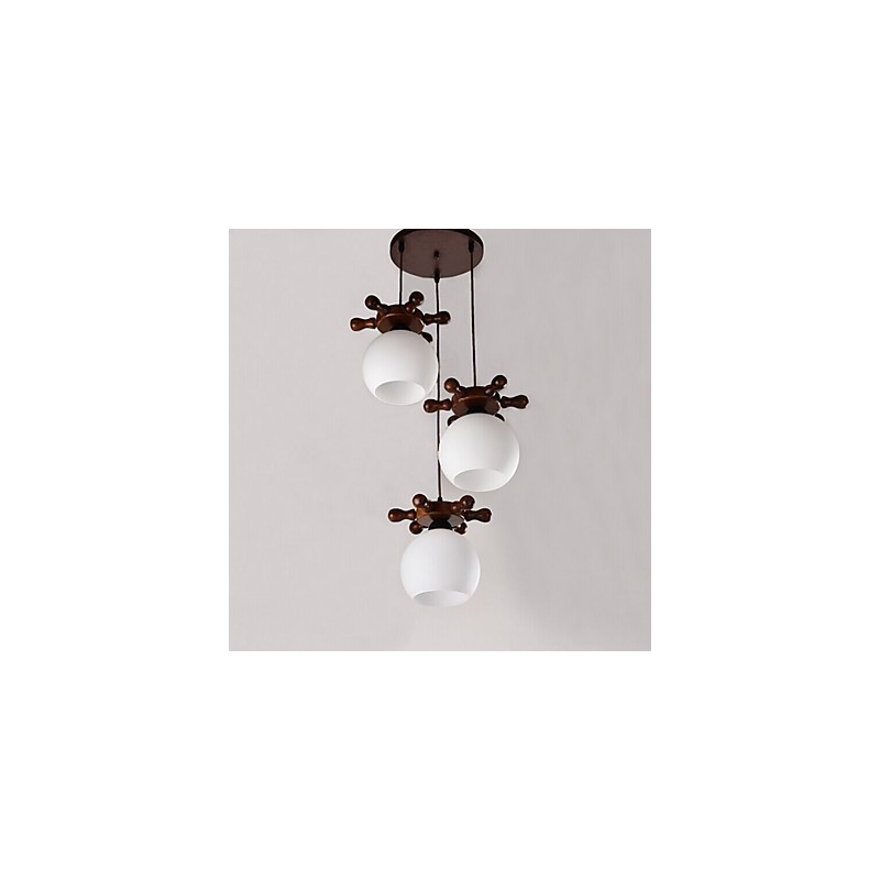 Lampe suspendue en verre pour salle à manger, style méditerranéen européen, style simple et moderne, en bois massif