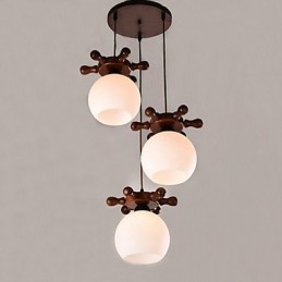 Lampe suspendue en verre pour salle à manger, style méditerranéen européen, style simple et moderne, en bois massif