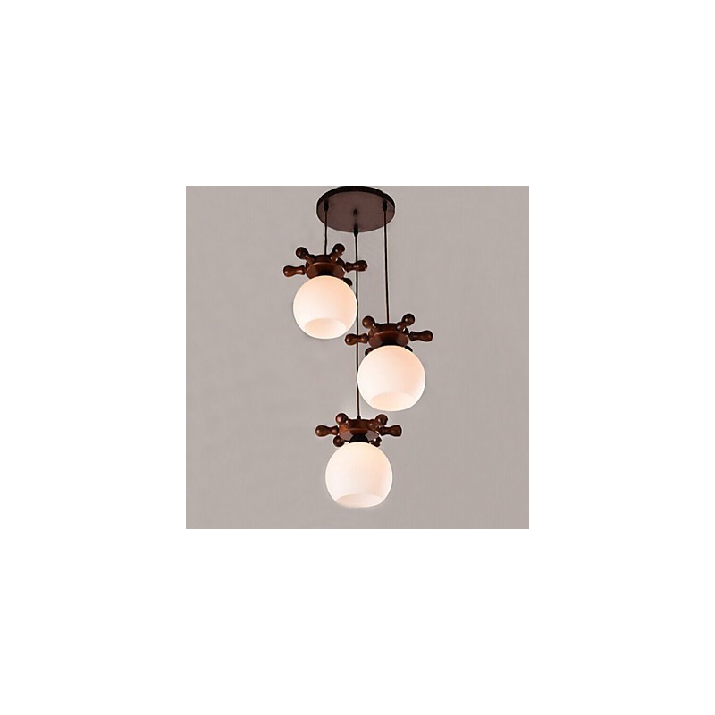 Lampe suspendue en verre pour salle à manger, style méditerranéen européen, style simple et moderne, en bois massif