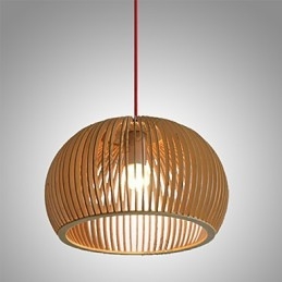 Suspension circulaire en bois de style design, 1 lumière
