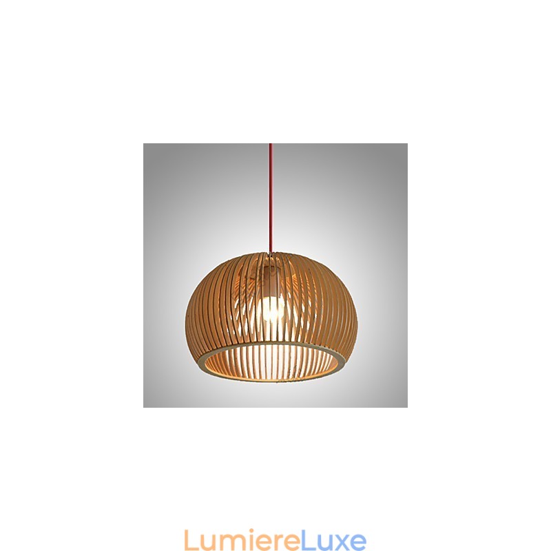 Suspension circulaire en bois de style design, 1 lumière