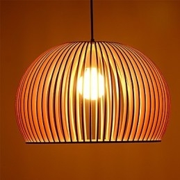 Suspension circulaire en bois de style design, 1 lumière
