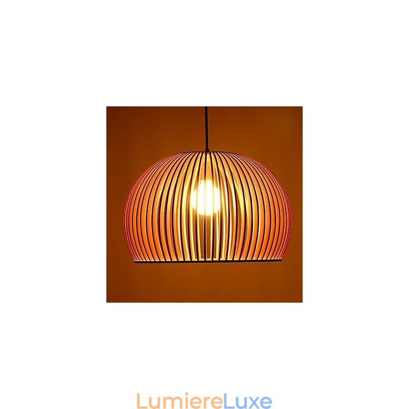 Suspension circulaire en bois de style design, 1 lumière
