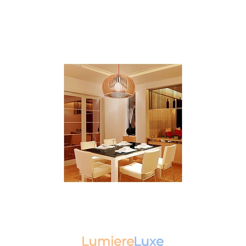 Suspension circulaire en bois de style design, 1 lumière
