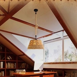 Lustre industriel créatif en corde de chanvre nordique pour repas