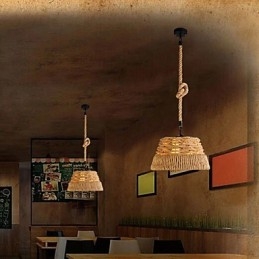 Lustre industriel créatif en corde de chanvre nordique pour repas