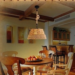 Lustre industriel créatif en corde de chanvre nordique pour repas